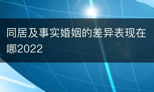 同居及事实婚姻的差异表现在哪2022