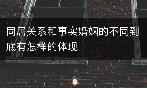 同居关系和事实婚姻的不同到底有怎样的体现