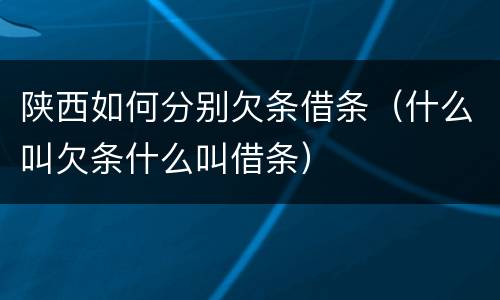 陕西如何分别欠条借条（什么叫欠条什么叫借条）