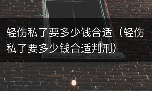 轻伤私了要多少钱合适（轻伤私了要多少钱合适判刑）