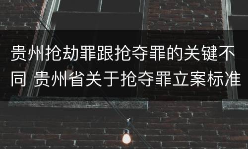 贵州抢劫罪跟抢夺罪的关键不同 贵州省关于抢夺罪立案标准