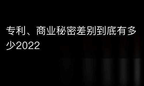 专利、商业秘密差别到底有多少2022