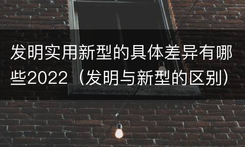 发明实用新型的具体差异有哪些2022（发明与新型的区别）