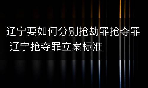 辽宁要如何分别抢劫罪抢夺罪 辽宁抢夺罪立案标准