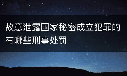 故意泄露国家秘密成立犯罪的有哪些刑事处罚