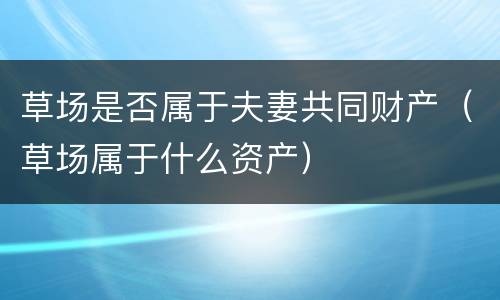 草场是否属于夫妻共同财产（草场属于什么资产）