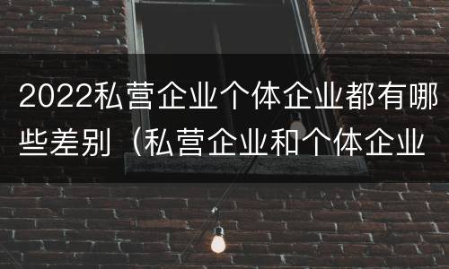 2022私营企业个体企业都有哪些差别（私营企业和个体企业的区别）