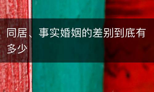 同居、事实婚姻的差别到底有多少