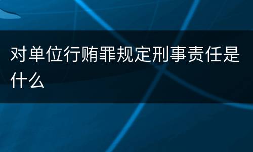 对单位行贿罪规定刑事责任是什么