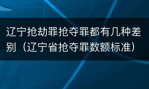 辽宁抢劫罪抢夺罪都有几种差别（辽宁省抢夺罪数额标准）