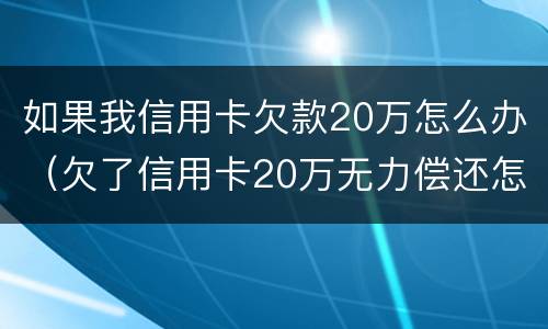 如果我信用卡欠款20万怎么办（欠了信用卡20万无力偿还怎么办）