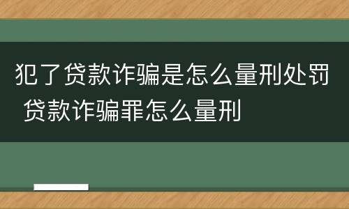 犯了贷款诈骗是怎么量刑处罚 贷款诈骗罪怎么量刑