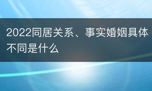 2022同居关系、事实婚姻具体不同是什么