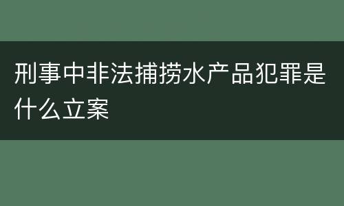 刑事中非法捕捞水产品犯罪是什么立案