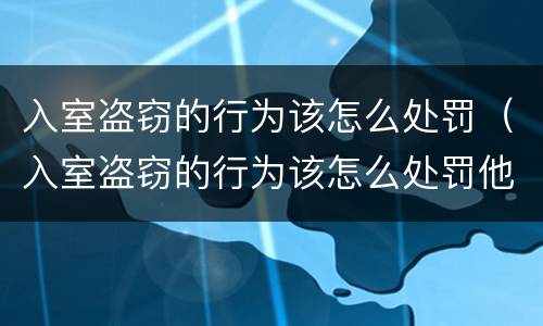 入室盗窃的行为该怎么处罚（入室盗窃的行为该怎么处罚他）