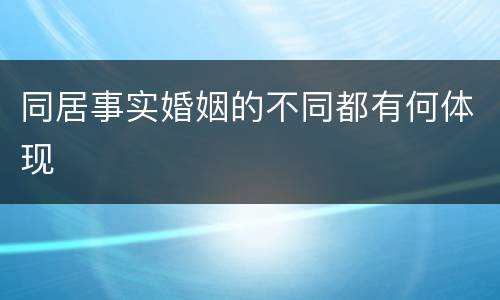 同居事实婚姻的不同都有何体现