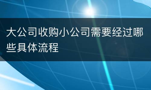 大公司收购小公司需要经过哪些具体流程