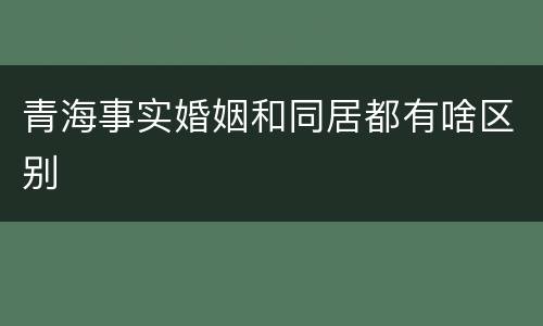 青海事实婚姻和同居都有啥区别