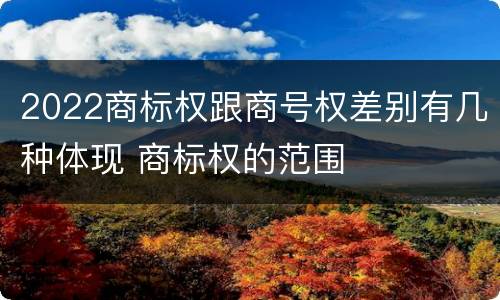 2022商标权跟商号权差别有几种体现 商标权的范围