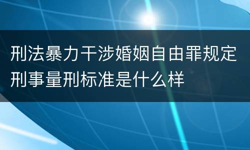 刑法暴力干涉婚姻自由罪规定刑事量刑标准是什么样