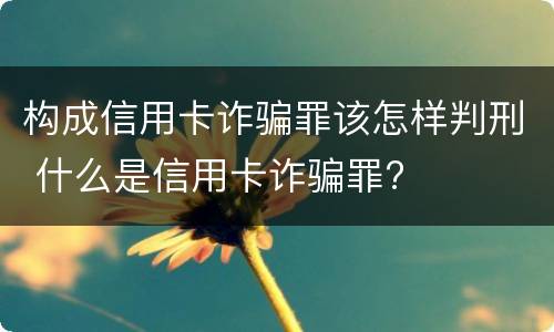 构成信用卡诈骗罪该怎样判刑 什么是信用卡诈骗罪?