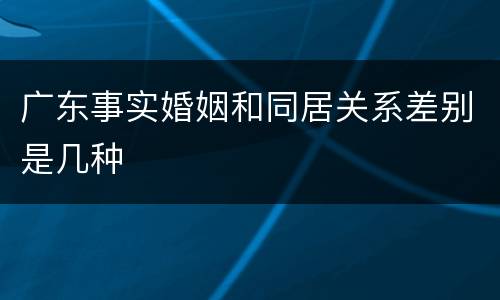 广东事实婚姻和同居关系差别是几种