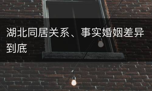 湖北同居关系、事实婚姻差异到底