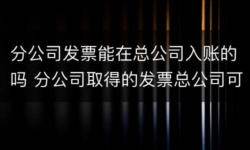 分公司发票能在总公司入账的吗 分公司取得的发票总公司可以抵扣吗