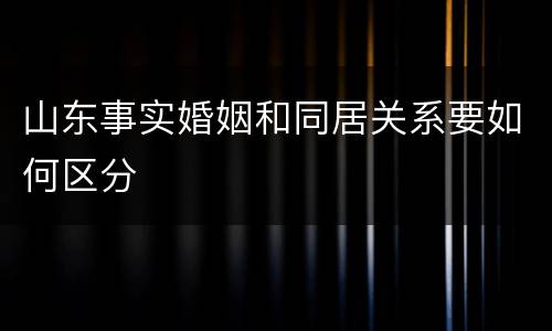 山东事实婚姻和同居关系要如何区分