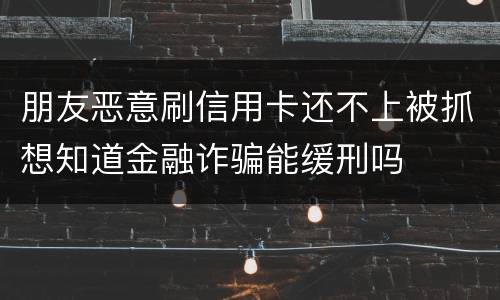 朋友恶意刷信用卡还不上被抓想知道金融诈骗能缓刑吗