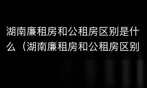 湖南廉租房和公租房区别是什么（湖南廉租房和公租房区别是什么意思）