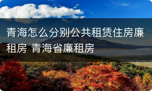 青海怎么分别公共租赁住房廉租房 青海省廉租房