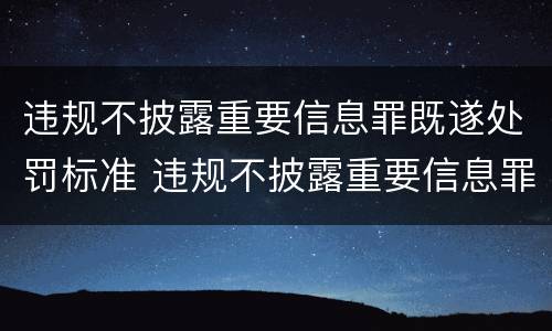 违规不披露重要信息罪既遂处罚标准 违规不披露重要信息罪案例