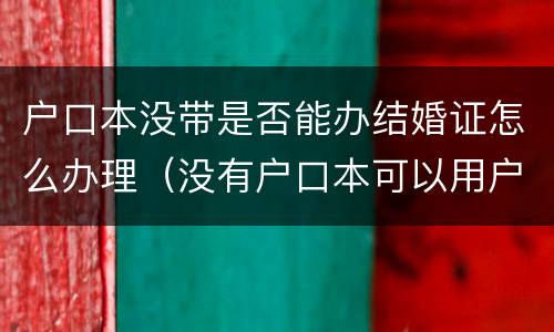 户口本没带是否能办结婚证怎么办理（没有户口本可以用户籍证明领结婚证吗）