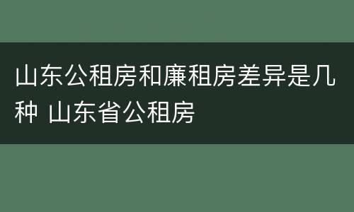 山东公租房和廉租房差异是几种 山东省公租房