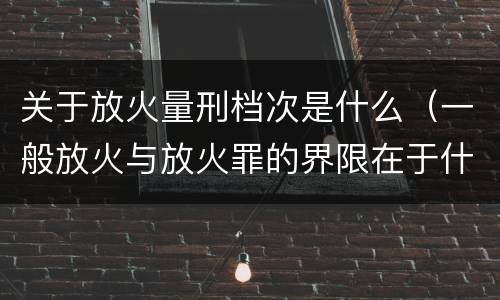 关于放火量刑档次是什么（一般放火与放火罪的界限在于什么）