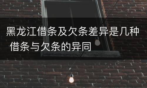 黑龙江借条及欠条差异是几种 借条与欠条的异同