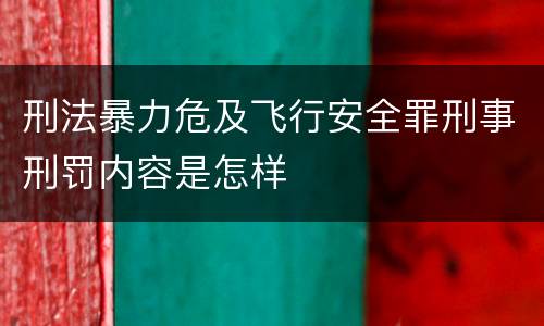 刑法暴力危及飞行安全罪刑事刑罚内容是怎样