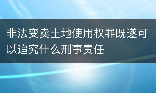 非法变卖土地使用权罪既遂可以追究什么刑事责任