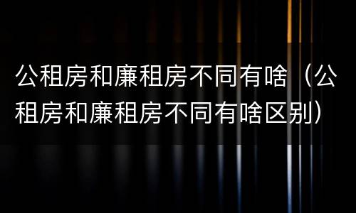 公租房和廉租房不同有啥（公租房和廉租房不同有啥区别）