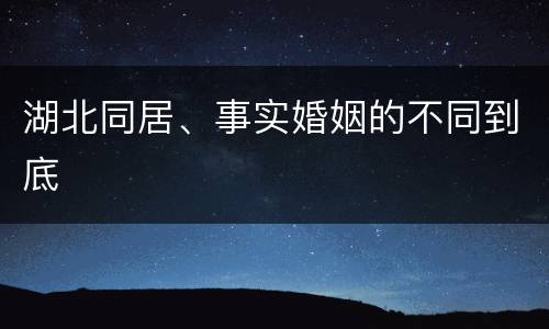 湖北同居、事实婚姻的不同到底