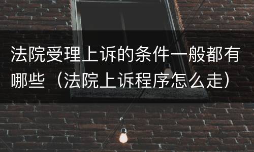 法院受理上诉的条件一般都有哪些（法院上诉程序怎么走）