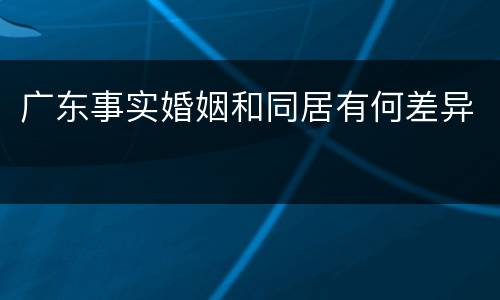 广东事实婚姻和同居有何差异