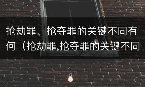 抢劫罪、抢夺罪的关键不同有何（抢劫罪,抢夺罪的关键不同有何区别）