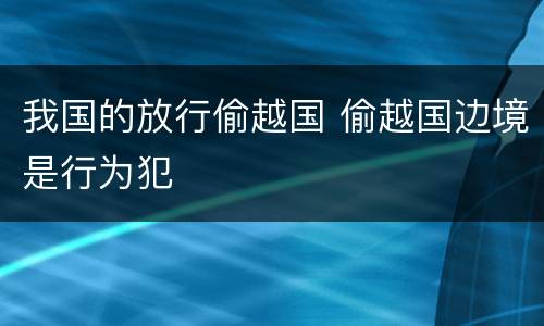 我国的放行偷越国 偷越国边境是行为犯