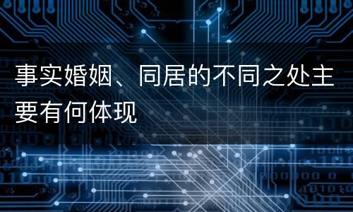 事实婚姻、同居的不同之处主要有何体现