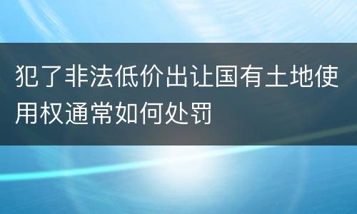 犯了非法低价出让国有土地使用权通常如何处罚