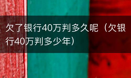 欠了银行40万判多久呢（欠银行40万判多少年）