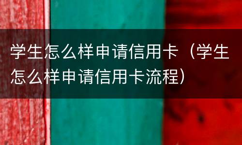 学生怎么样申请信用卡（学生怎么样申请信用卡流程）