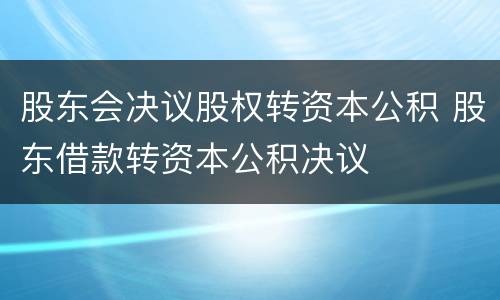 股东会决议股权转资本公积 股东借款转资本公积决议